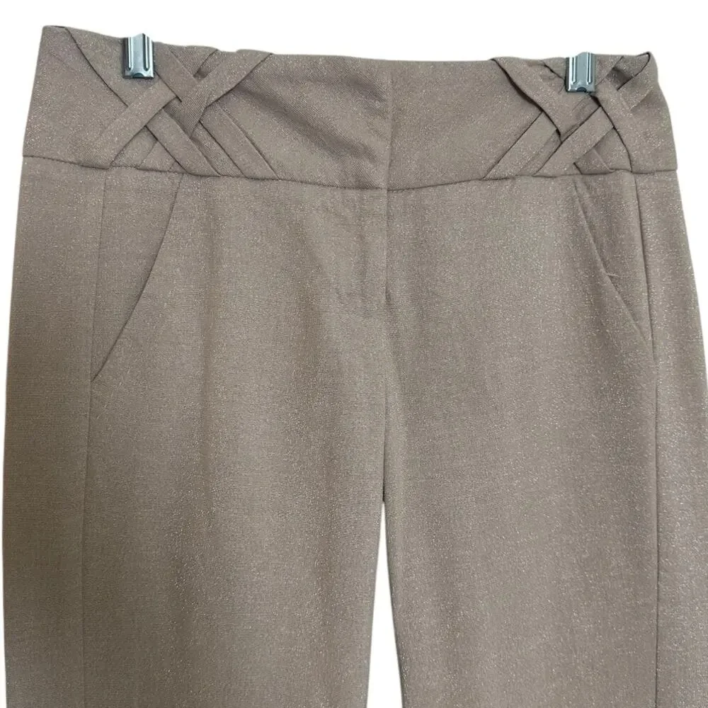 Vintage bebe Pants Made USA Size 2 Taupe Metallic Shimmer Straight Leg Y2K - Picture 4 of 11